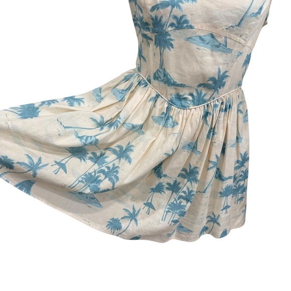 Gianni Bini x DANNIJO Kona Linen Palm Print Mini Dress Light Blue Ivory NWT - Picture 13 of 16